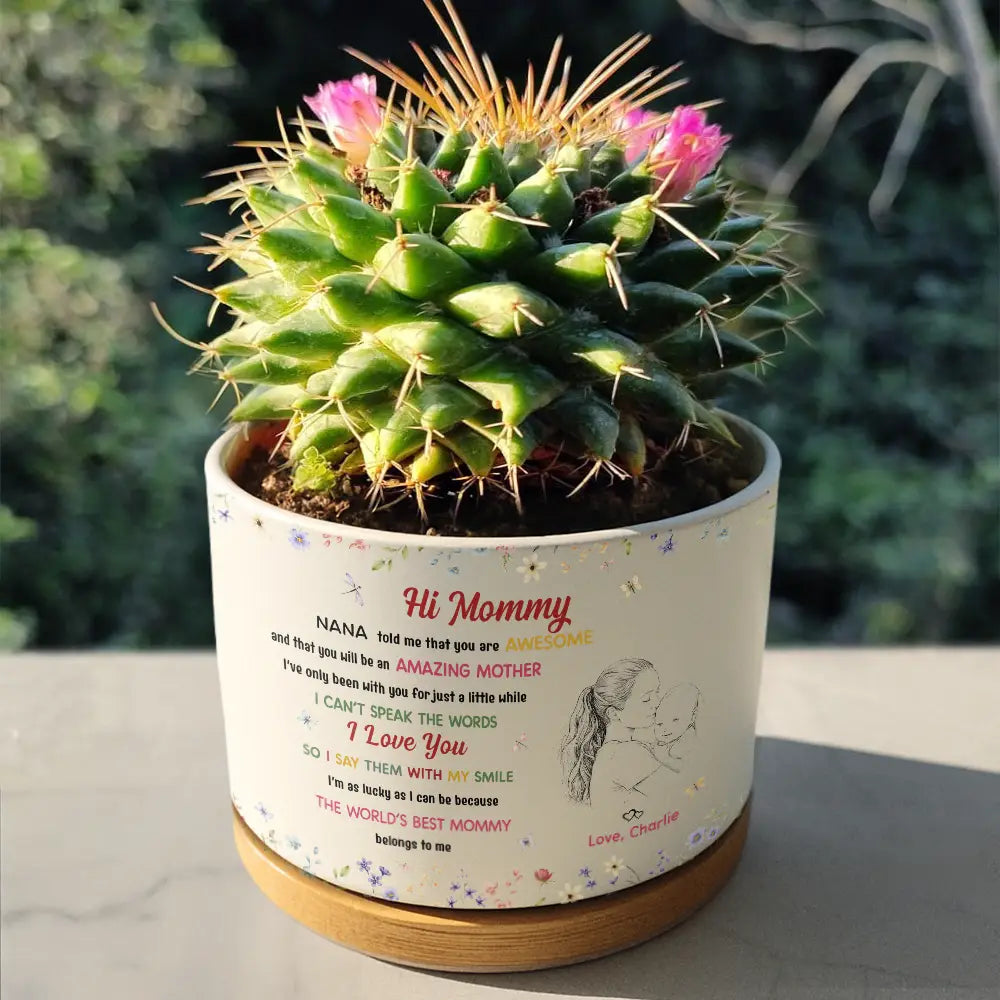 Custom Photo The World's Best Mommy Belongs To Me - Personalized Ceramic Plant Pot