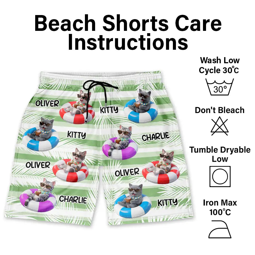 Custom Photo 3D Summer Concept Poolside Beach Vacation Dog Cat - Personalized Unisex Beach Shorts