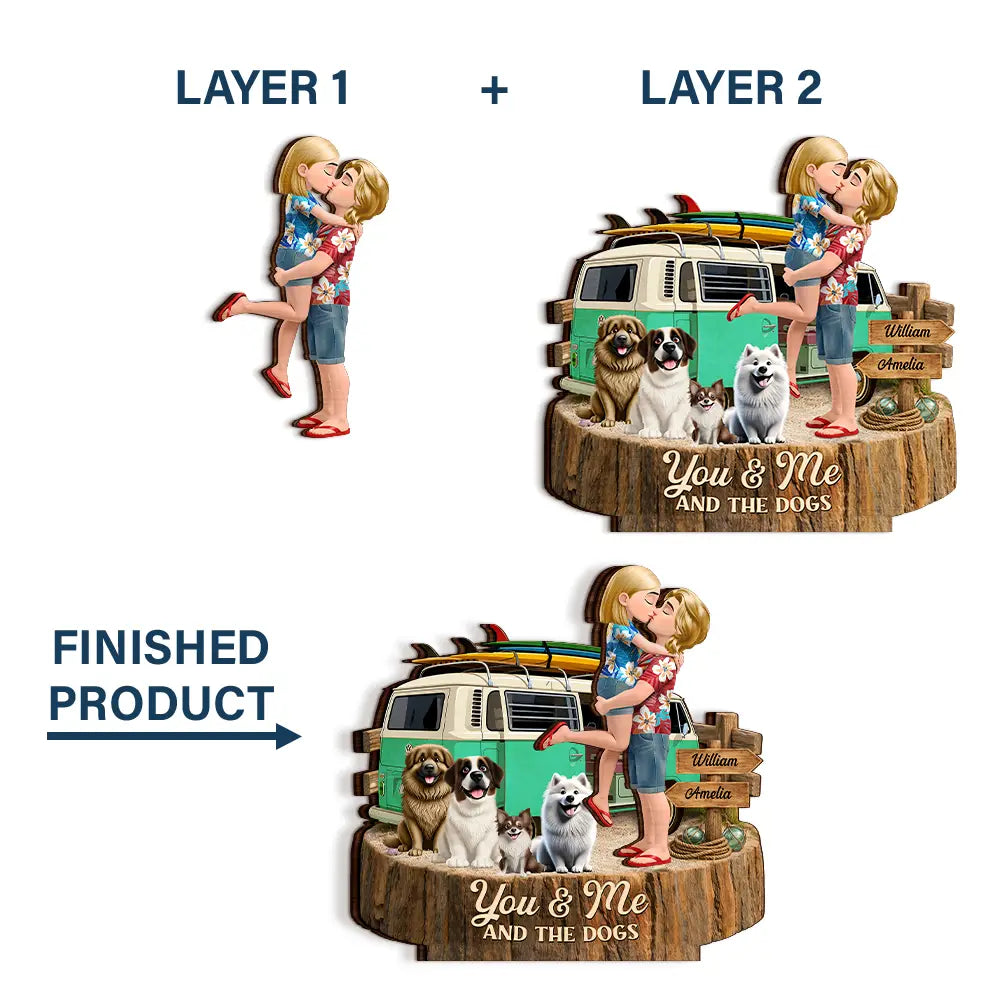 Beach Vibe You And Me And The Dogs - Personalized Custom Shaped Wooden Plaque