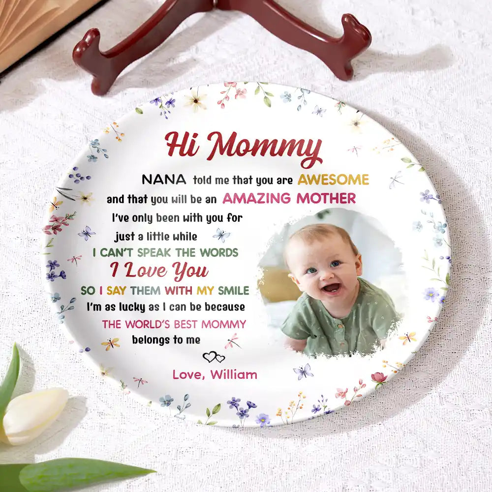 Custom Photo The World's Best Mommy Belongs To Me - Personalized Ceramic Plate