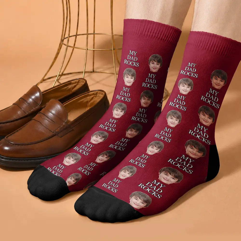 Custom Photo I Love Dad Best Dad Ever - Personalized Crew Socks