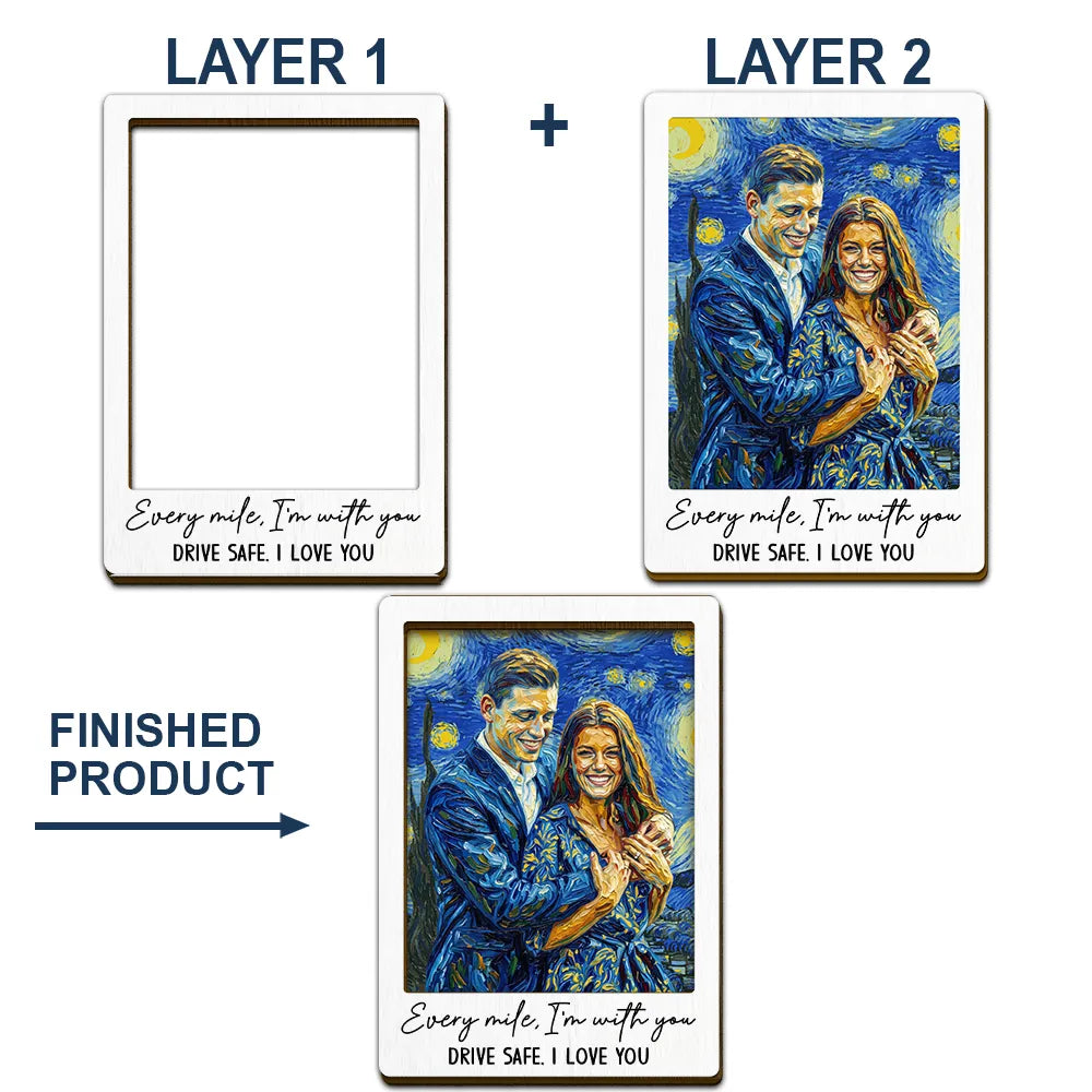 Custom Photo Starry Night Drive Safe Handsome Romantic Couple - Personalized Custom Shaped Car Visor Clip