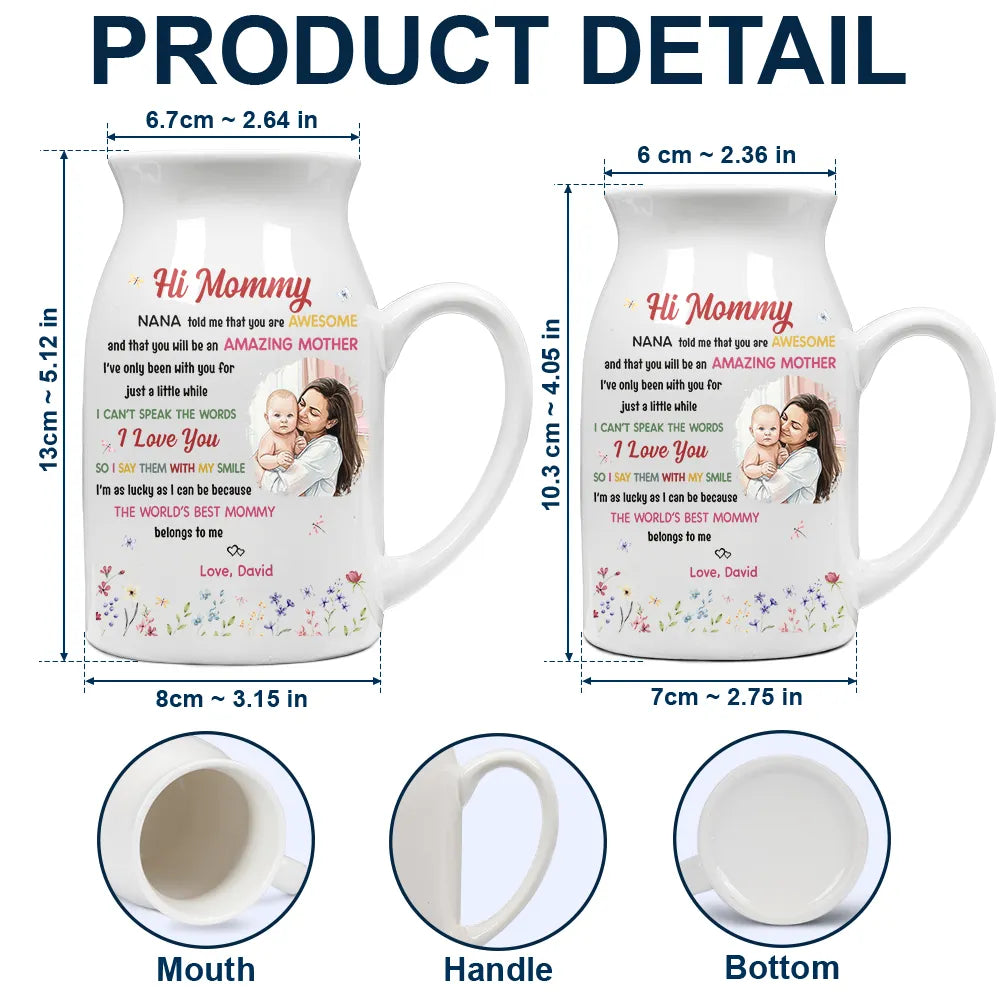 Custom Photo The World's Best Mommy Belongs To Me - Personalized Ceramic Flower Vase