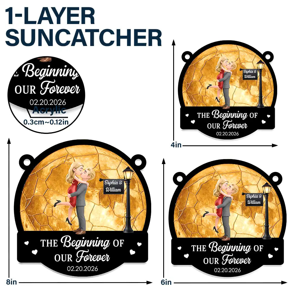 Moon Phase Love You To The Moon And Back - Personalized Window Hanging Suncatcher Ornament