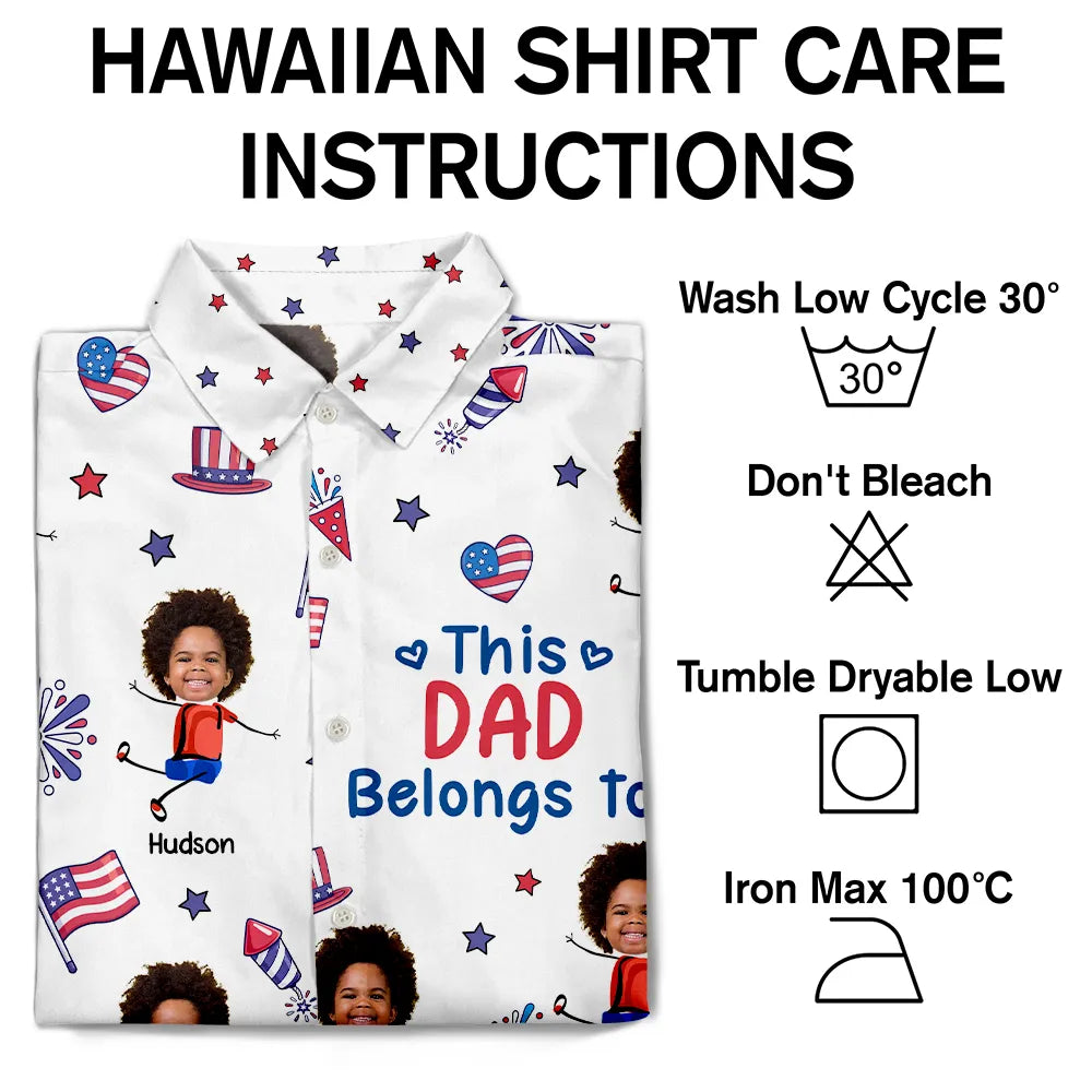 Custom Photo Stars & Stripes This Grandpa Belongs To Kids - Personalized Hawaiian Shirt