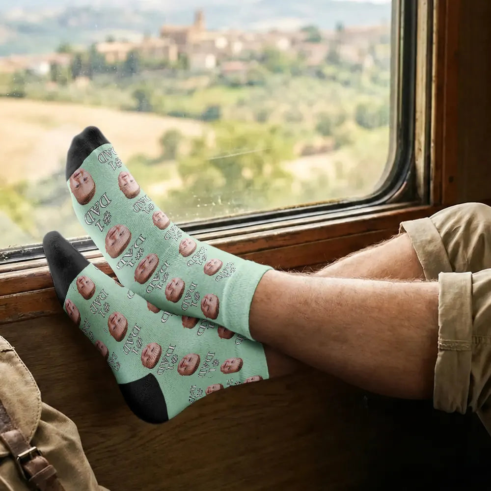 Custom Photo I Love Dad Best Dad Ever - Personalized Crew Socks