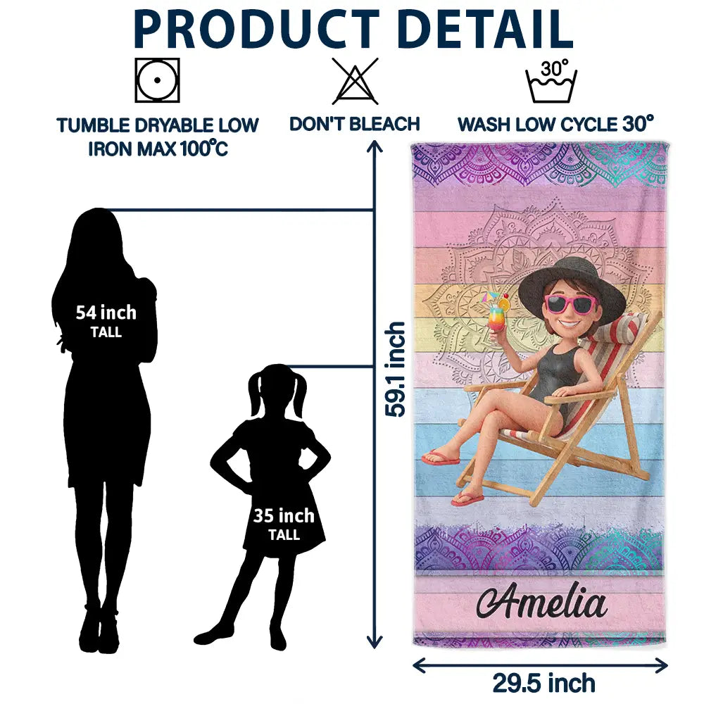 Custom Photo 3D Summer Concept Traveling Beach Poolside Swimming Picnic Vacation - Personalized Beach Towel