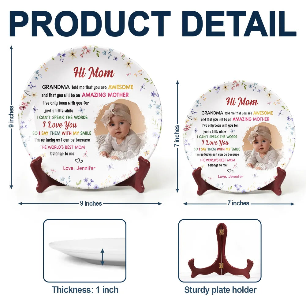 Custom Photo The World's Best Mommy Belongs To Me - Personalized Ceramic Plate