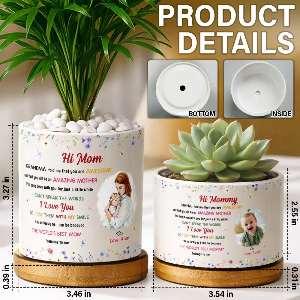 Custom Photo The World's Best Mommy Belongs To Me - Personalized Ceramic Plant Pot