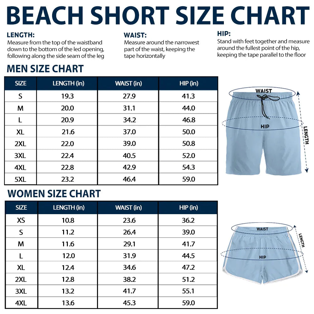 Funny 3D Body Swim Trunks Countries Flag - Personalized Unisex Beach Shorts