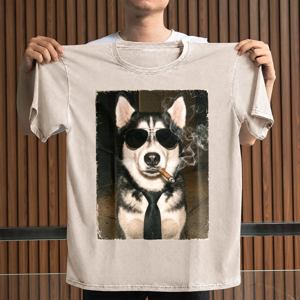Custom Photo Cool Street Pet Portrait - Personalized Vintage Washed T Shirt