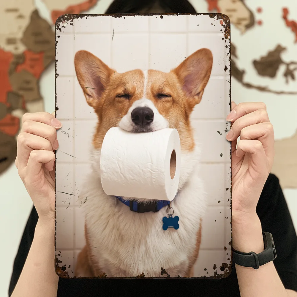 Custom Photo Funny Bathroom Pet Toilet Dog Cat - Personalized Classic Metal Signs