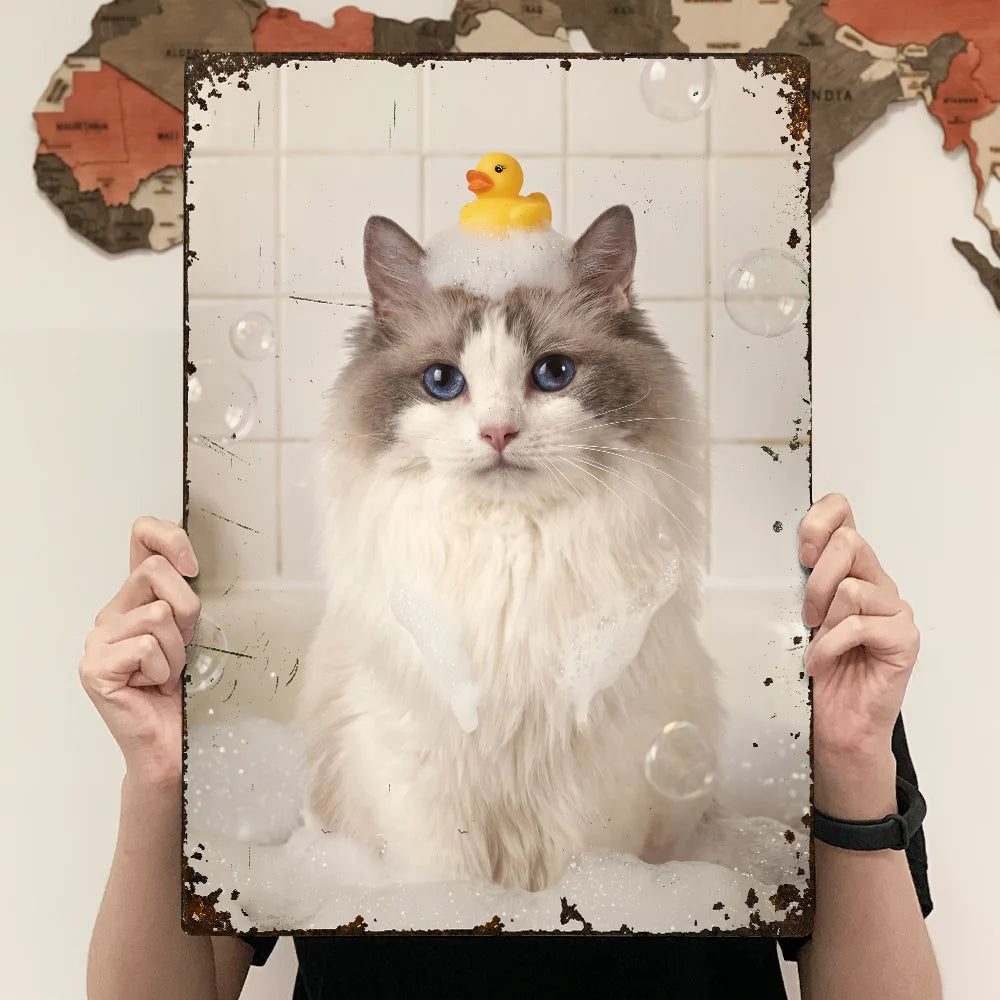 Custom Photo Funny Bathroom Pet Toilet Dog Cat - Personalized Classic Metal Signs
