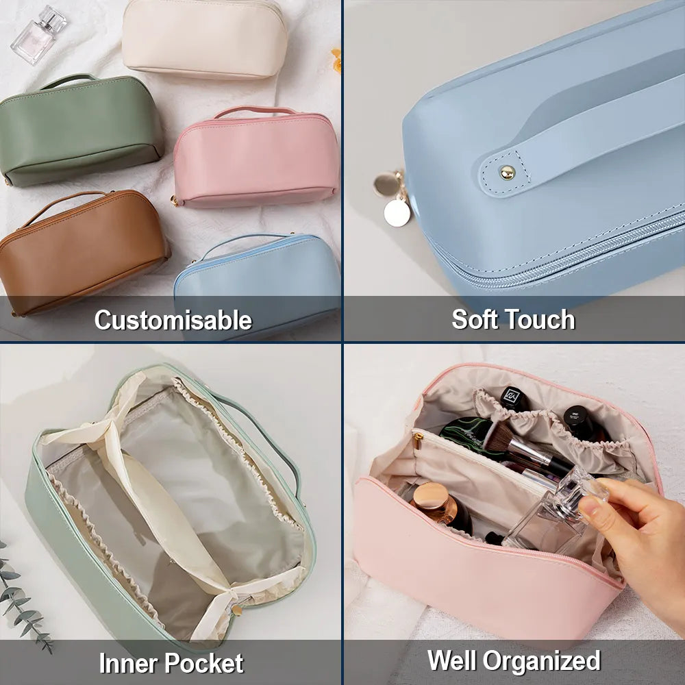 Custom Photo Pencil Sketch Art Travel All My Cruise Crap - Personalized Leather Makeup Bag