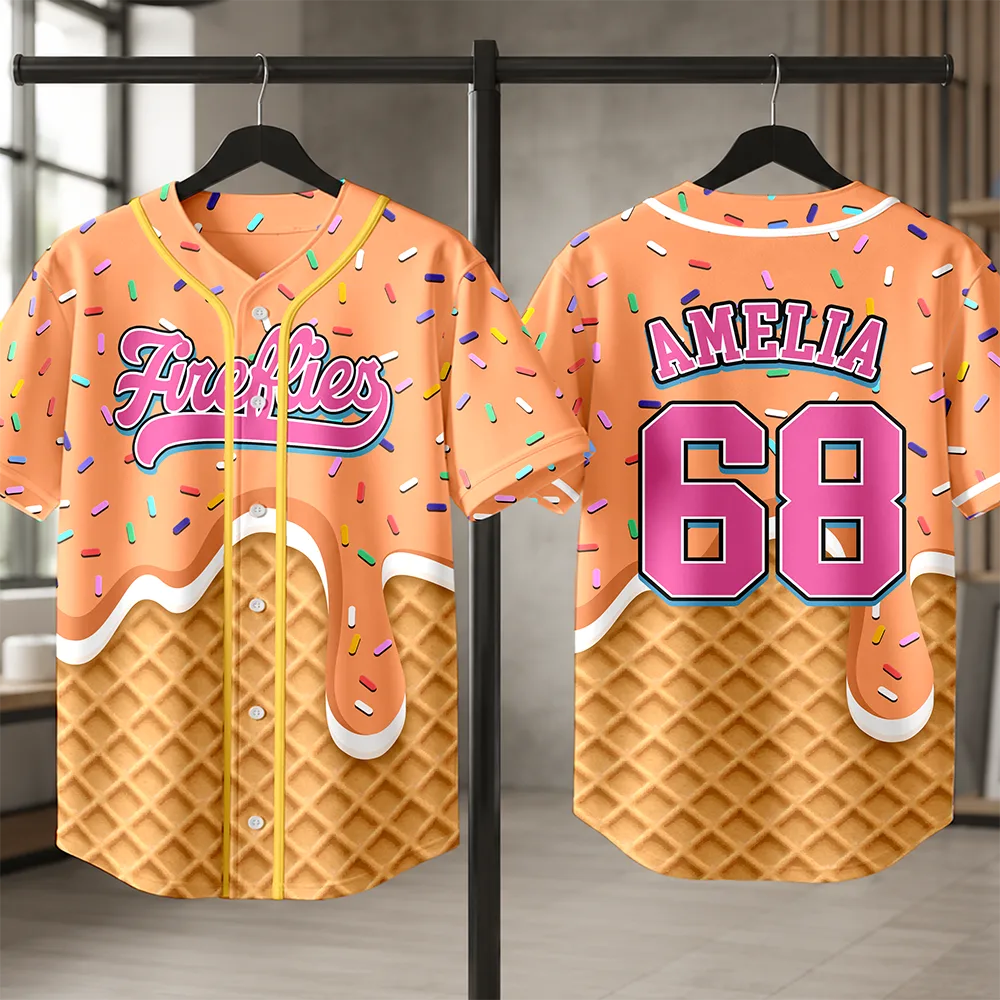 Melting Ice Cream - Personalized Baseball Jersey Shirt
