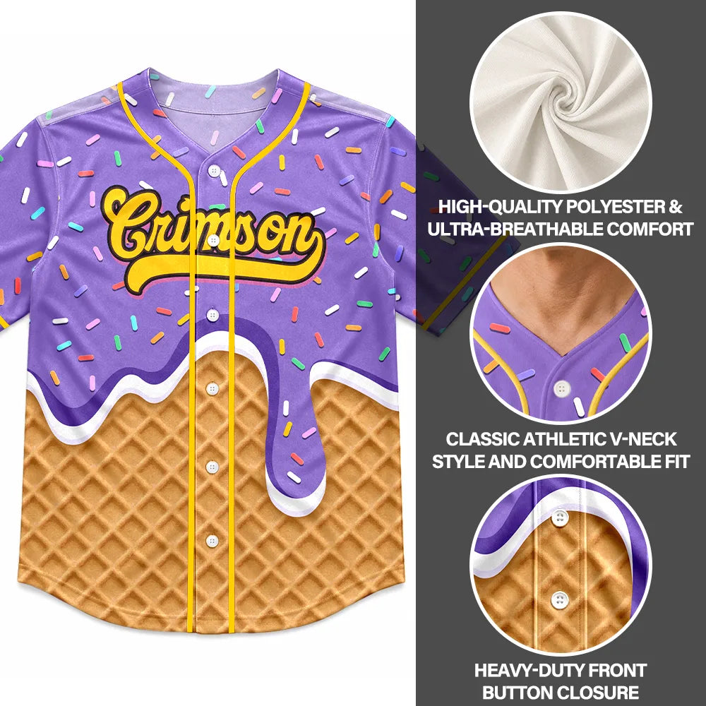 Melting Ice Cream - Personalized Baseball Jersey Shirt