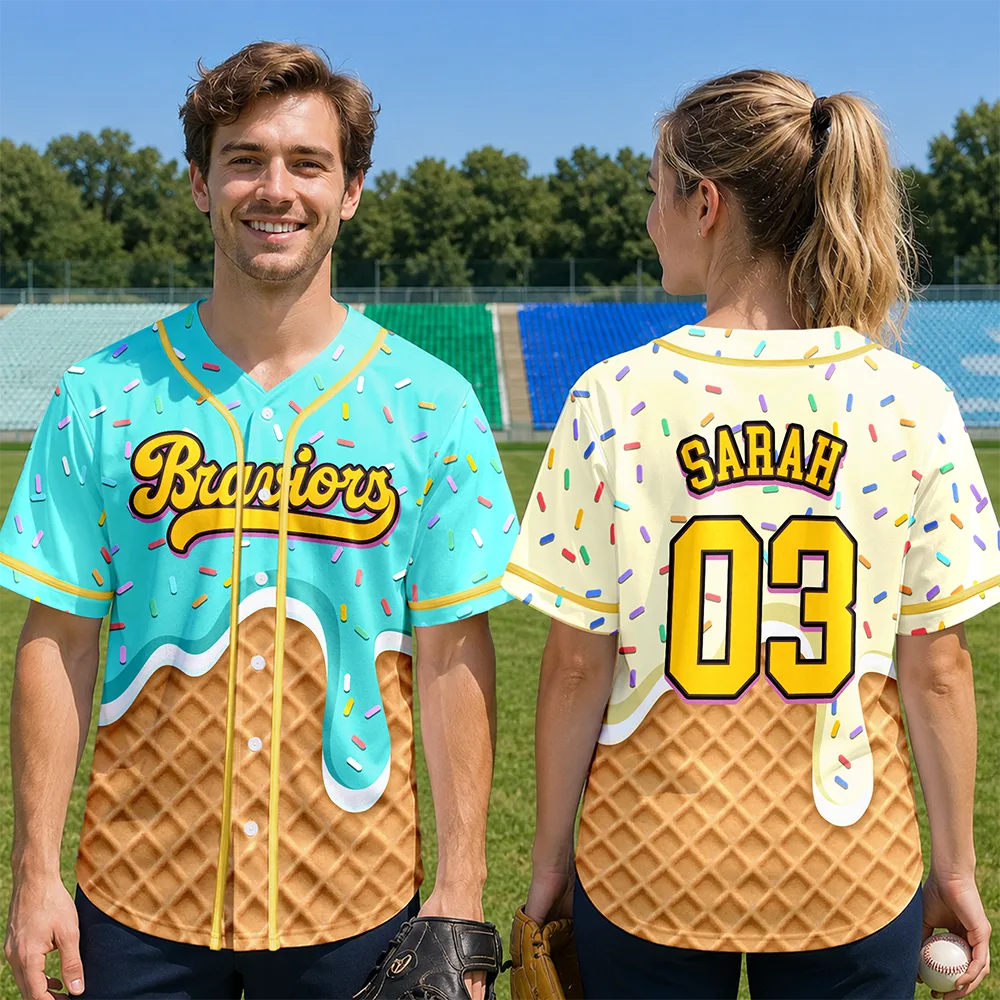 Melting Ice Cream - Personalized Baseball Jersey Shirt