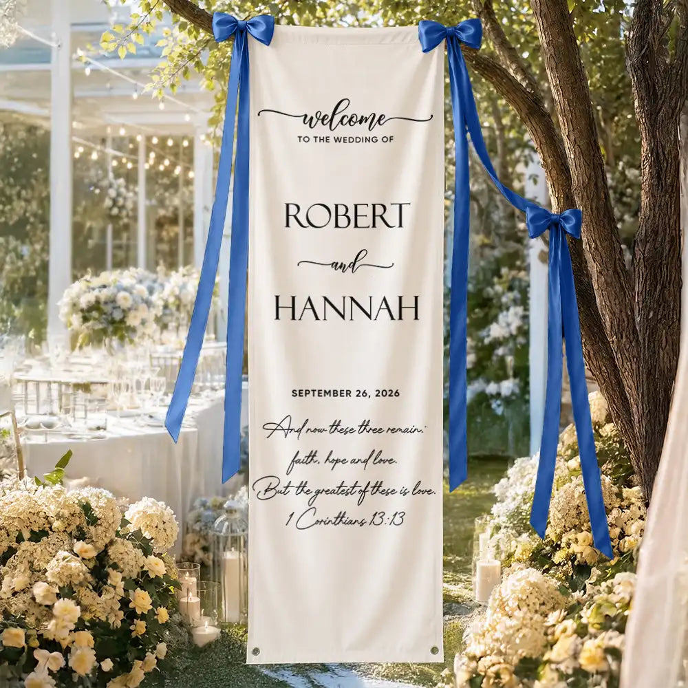 Minimalist Welcome To The Wedding Of Us - Personalized Vertical Banner