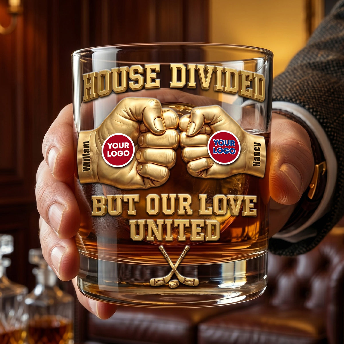 Fist Bump Dual Team Round Glass Personalized Gifts For Sport Lovers  07HUTI060626