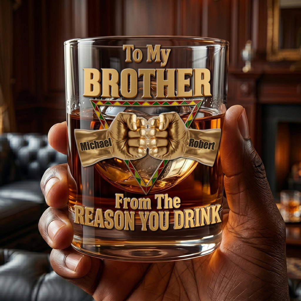 Black Brothers Round Glass - Personalized Gifts For Brothers 01huti060626