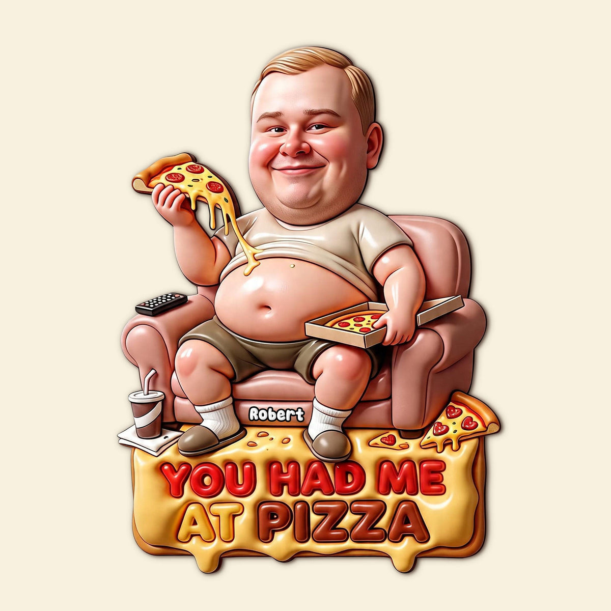 Funny Custom Face Pizza Lover Anti-collision Acrylic Fridge Magnet 01PGTI200626
