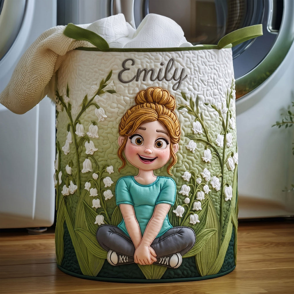Birth Flower Girl Quilted Laundry Basket - Personalized Gifts For Girls 03QHTI300626