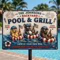 Fun Chilling Pet On Patriotic Pool Metal Sign, Custom Photo Gifts For Dog & Cat Owners 03qhti050626