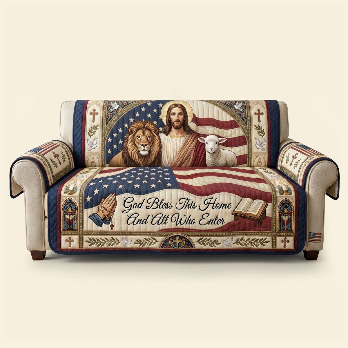 God Bless This Home And All Who Enter Quilted Sofa Cover - Personalized Gifts For Family 03huti220626