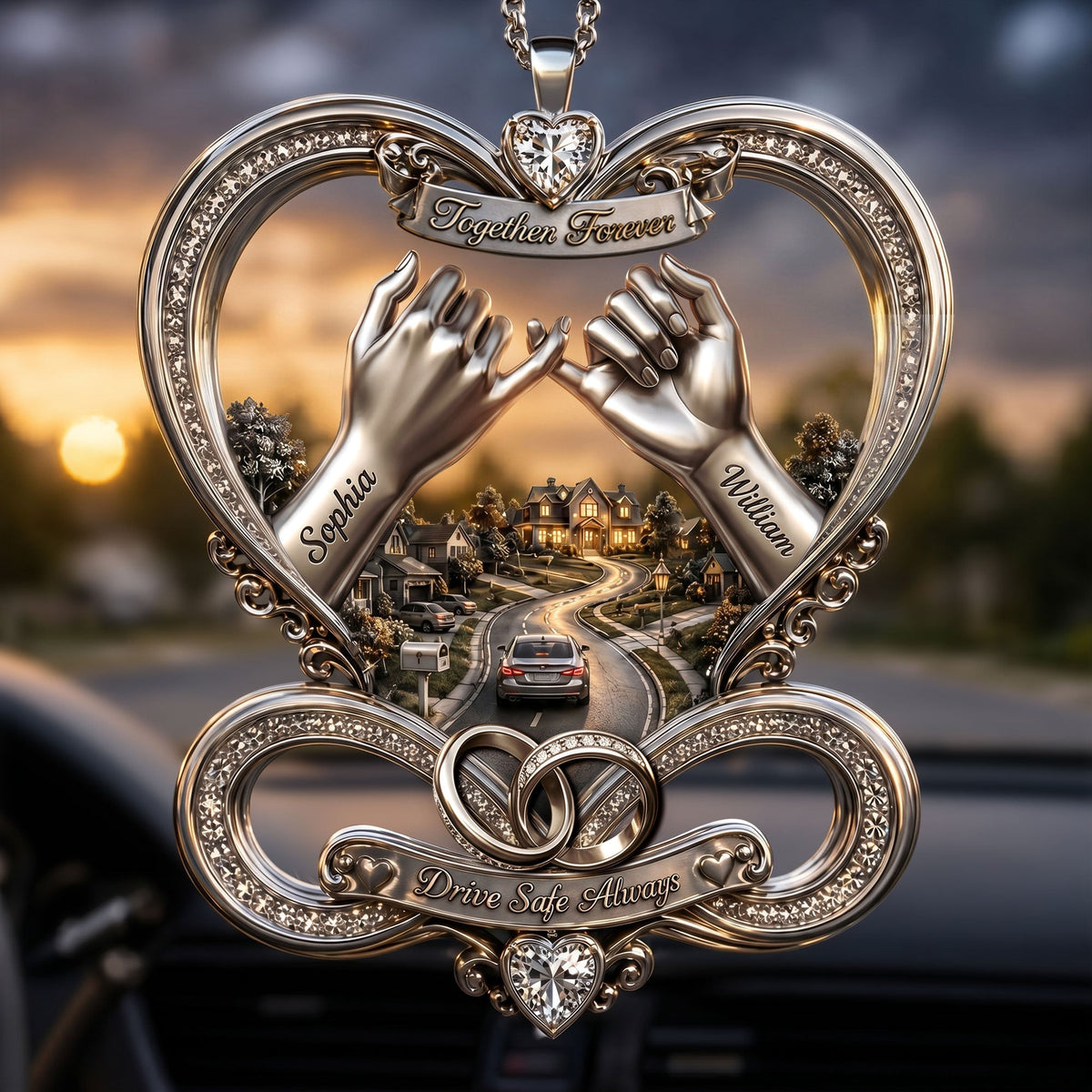 Infinity Love Car Ornament - Personalized Gifts For Couple 05pati100626