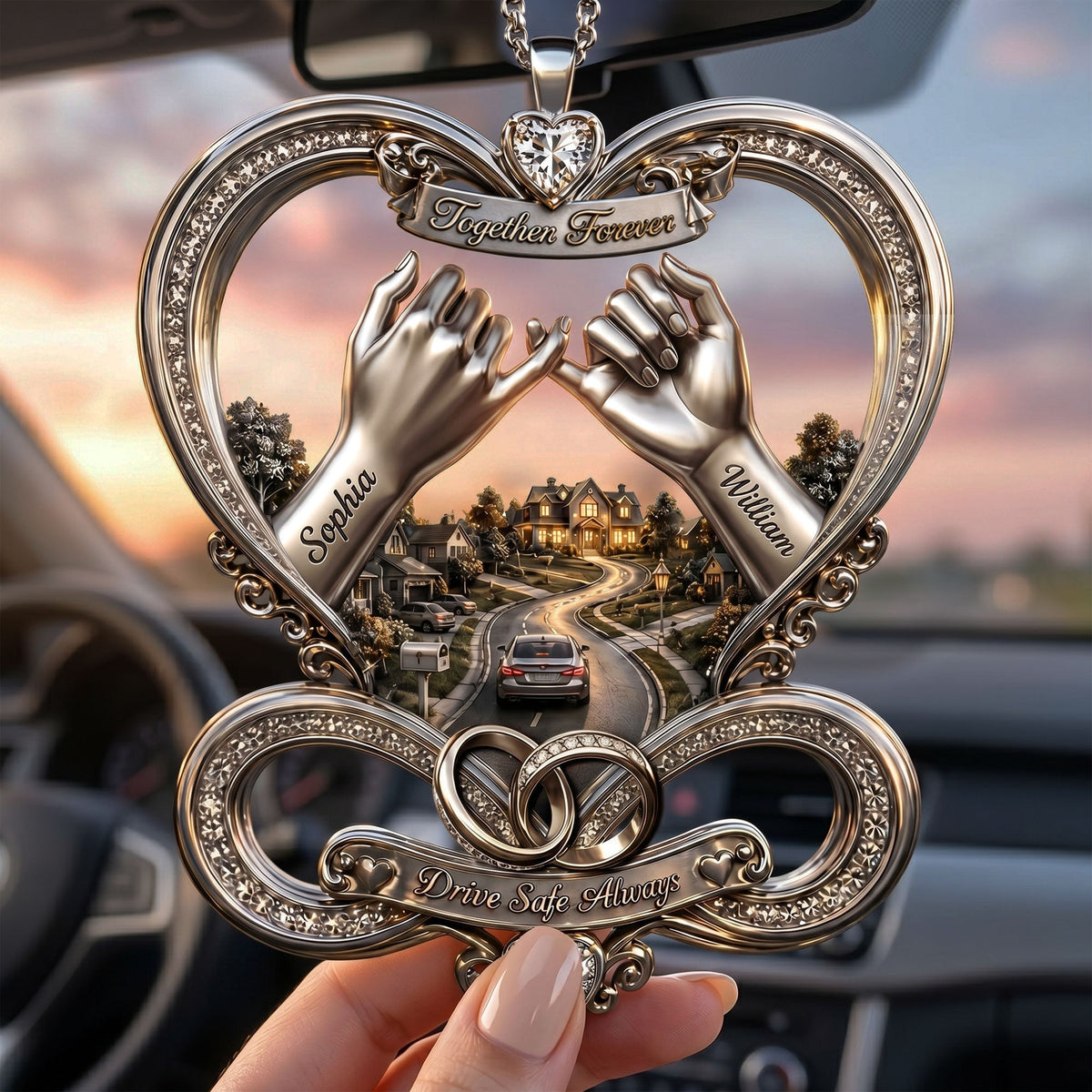 Infinity Love Car Ornament - Personalized Gifts For Couple 05pati100626