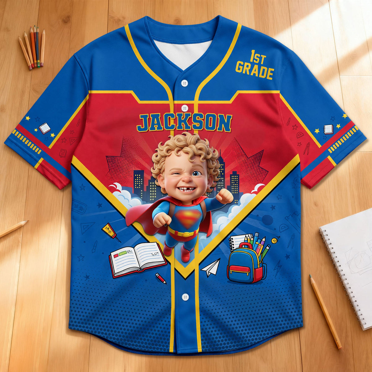 Flying To Back To School Kid Baseball Jersey - Custom Photo Gifts For Kids 04qhti030726