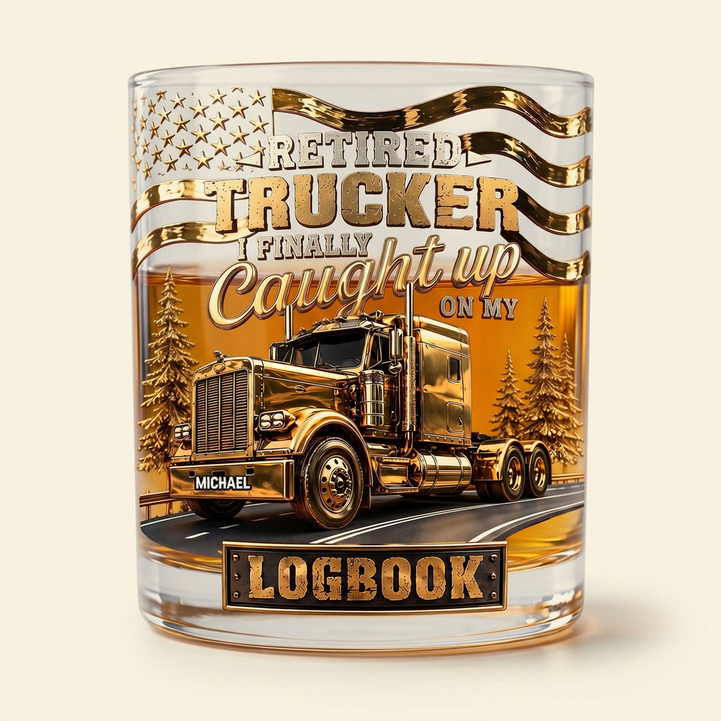 Fun Retired Trucker Round Glass-Personalized Gifts For Trucker 04QHTI240626