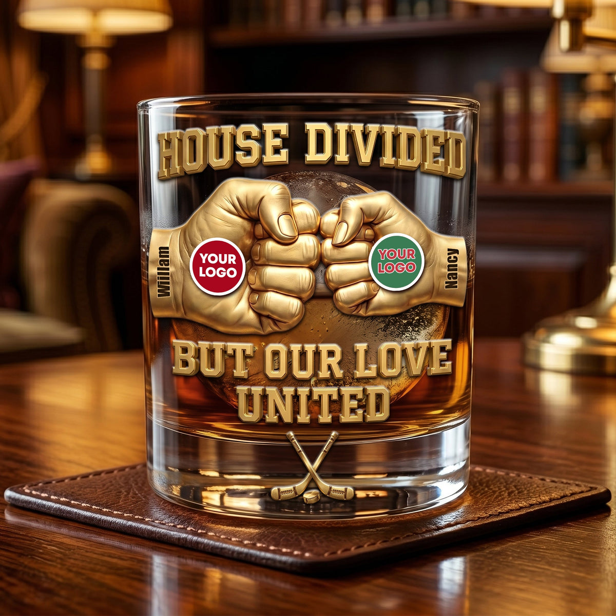 Fist Bump Dual Team Round Glass Personalized Gifts For Sport Lovers  07HUTI060626