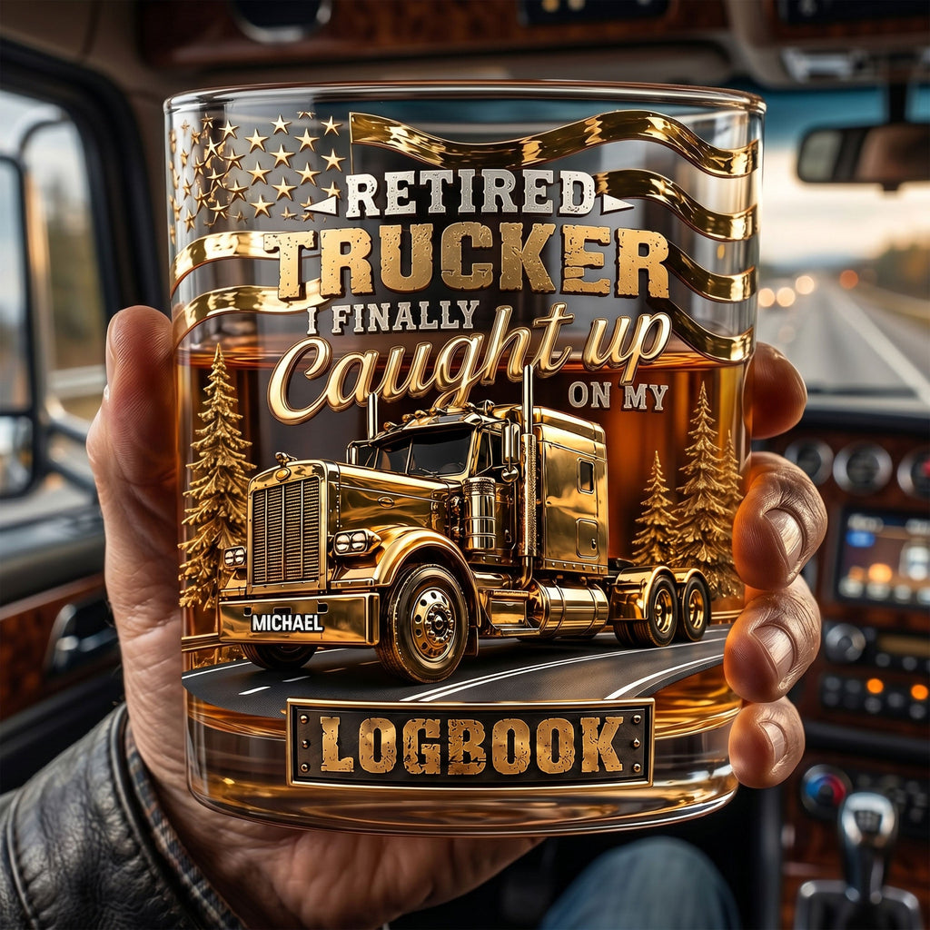 Fun Retired Trucker Round Glass-Personalized Gifts For Trucker 04QHTI240626