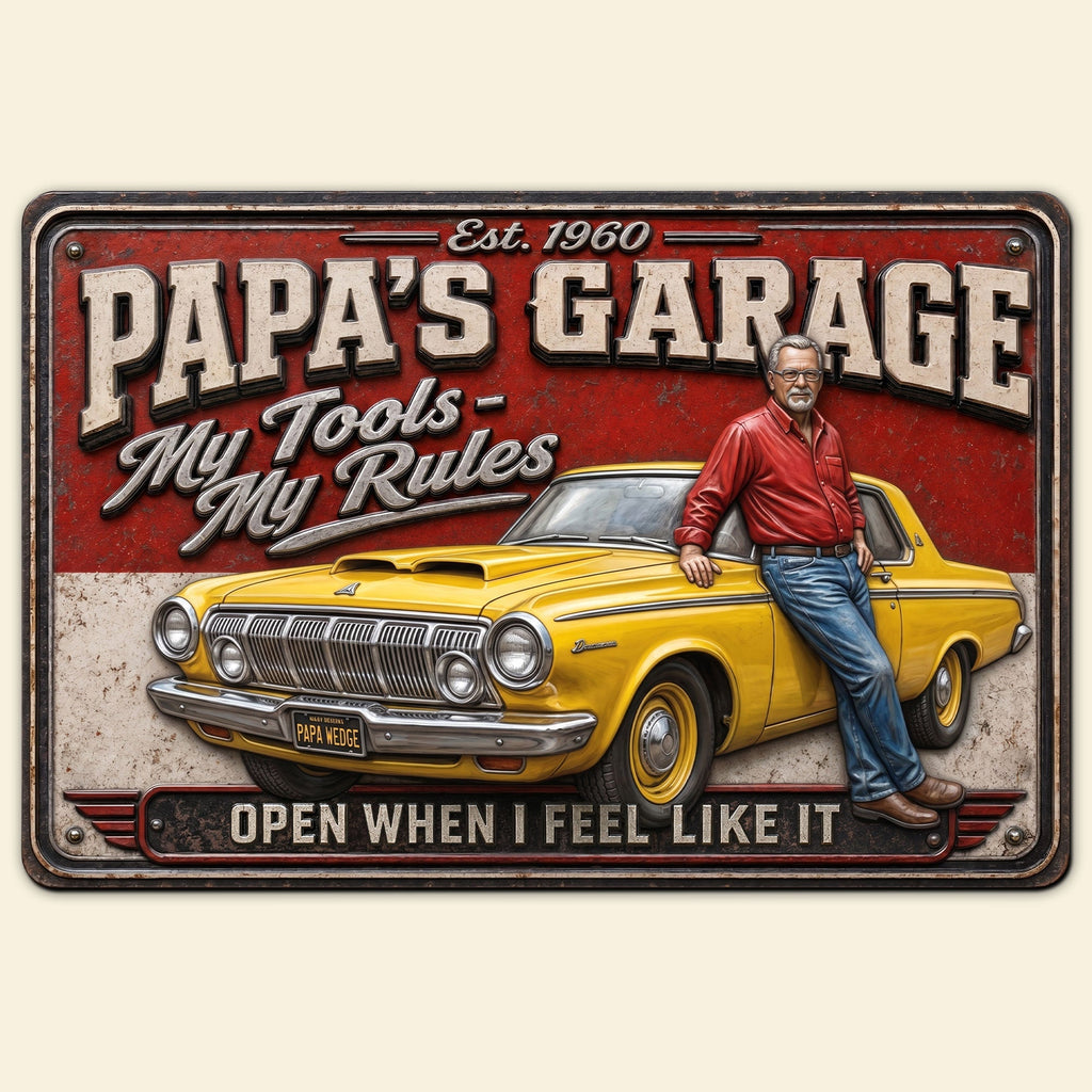 Retro Car Garage Dad Metal Sign - Personalized Custom Photo Gifts For Dads 03HUTI200526
