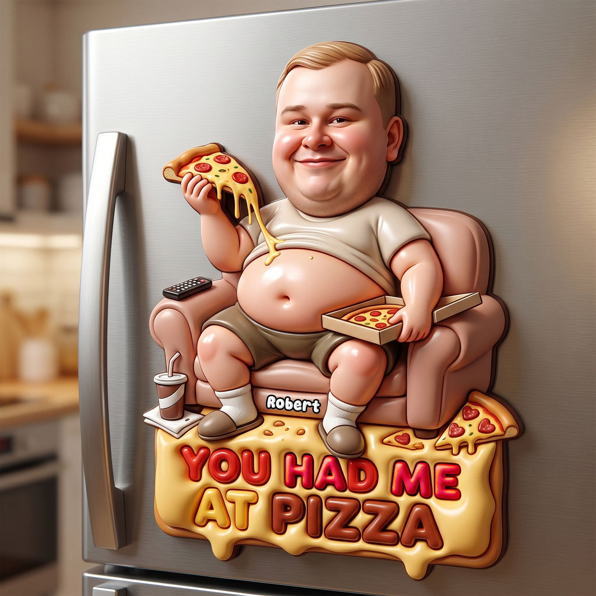 Funny Custom Face Pizza Lover Anti-collision Acrylic Fridge Magnet 01PGTI200626
