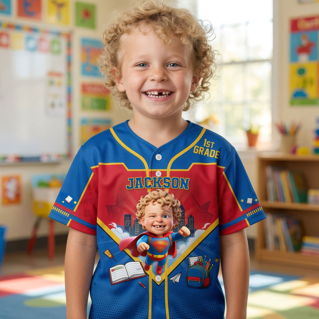 Flying To Back To School Kid Baseball Jersey - Custom Photo Gifts For Kids 04qhti030726