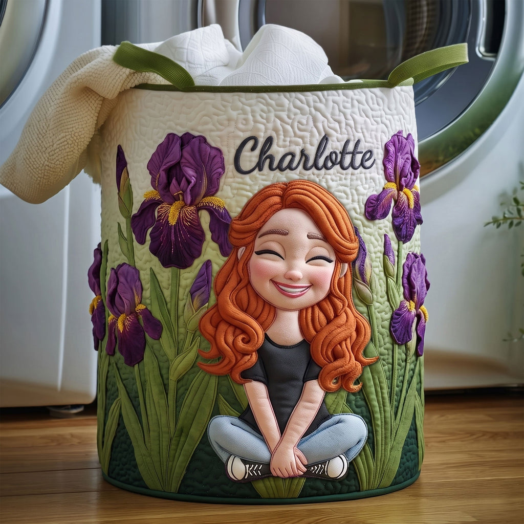 Birth Flower Girl Quilted Laundry Basket - Personalized Gifts For Girls 03QHTI300626
