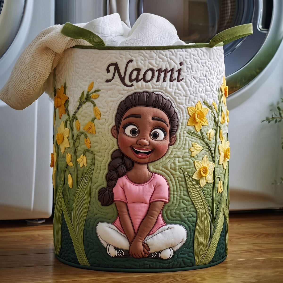 Birth Flower Girl Quilted Laundry Basket - Personalized Gifts For Girls 03QHTI300626
