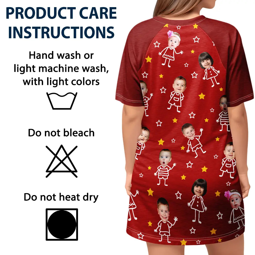 Photo Personnalisable Cette Mamie Maman Appartient À - Robe T-Shirt De Nuit Femme Personnalisée