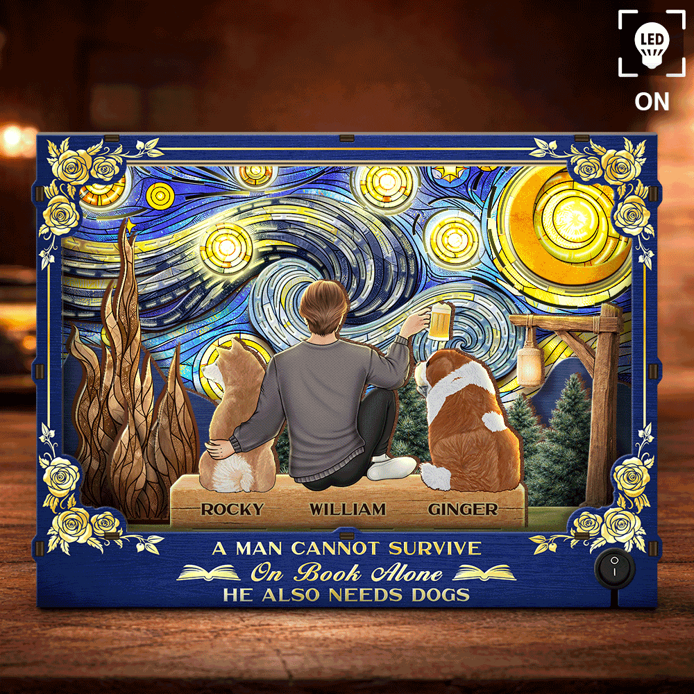 A Woman Man Cannot Survive On Book Alone Dog Mom Dad Starlit Night - Personalized DIY Book Nook Kit