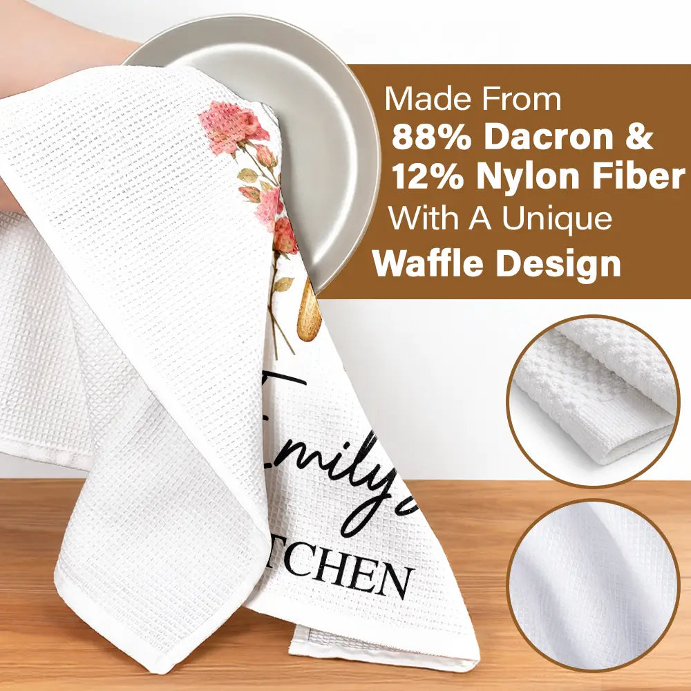 Mom Grandma Kitchen Cooking Birth Flower - Personalized Kitchen Towel