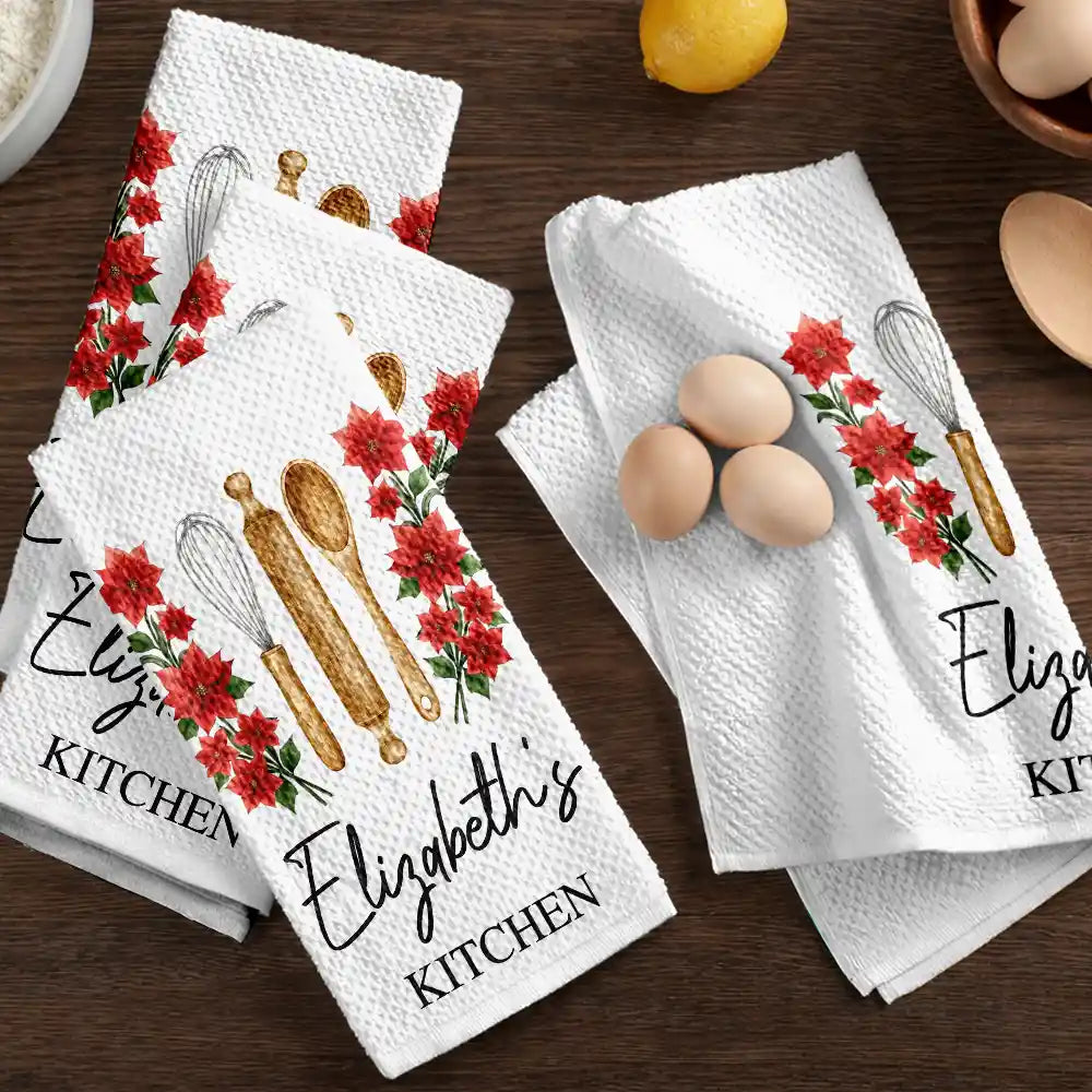 Mom Grandma Kitchen Cooking Birth Flower - Personalized Kitchen Towel