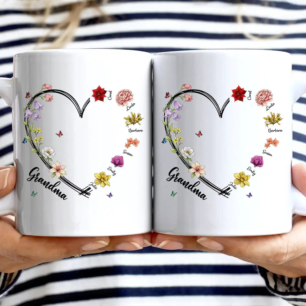 Mom Grandma Sweetheart Birth Month Flower - Personalized Mug