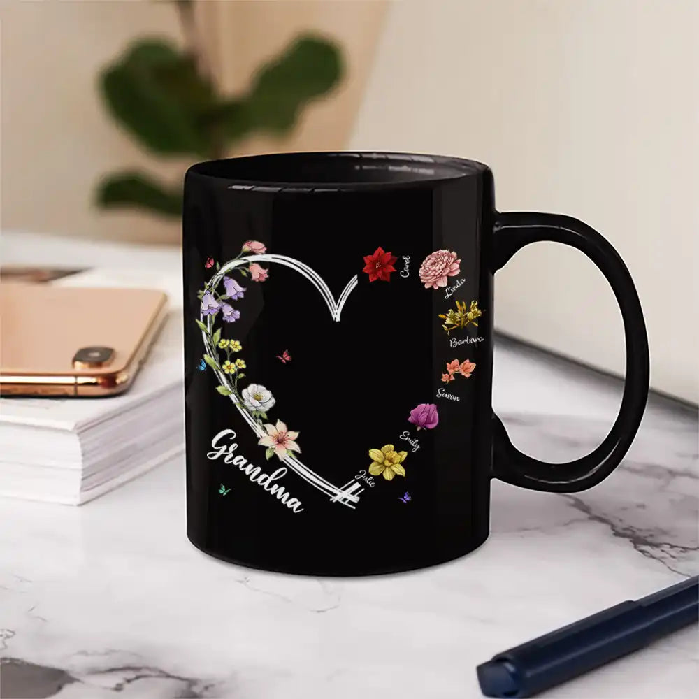 Mom Grandma Sweetheart Birth Month Flower - Personalized Mug