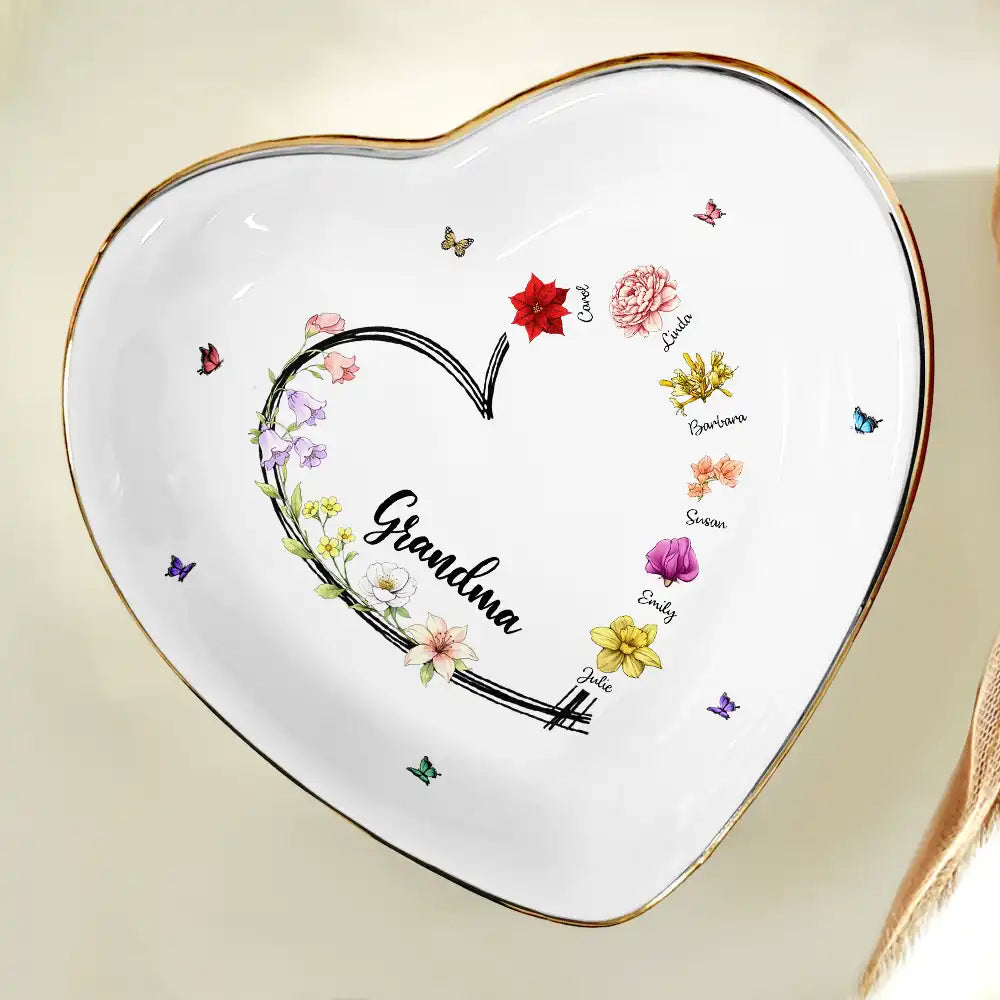 Mom Grandma Sweetheart Birth Month Flower - Personalized Ring Dish