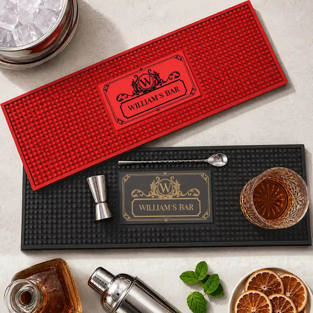 Monogram Vintage Monogram Initial Name - Personalized Bar Mat