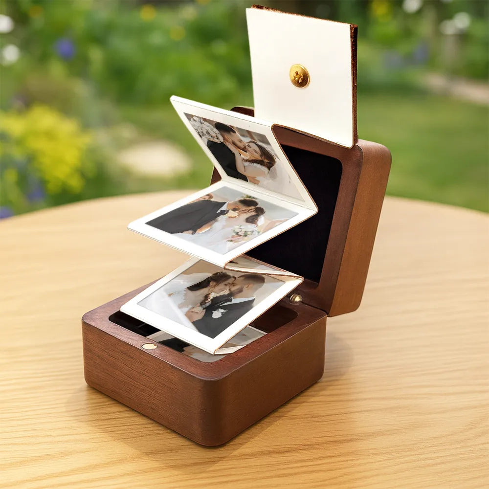 Monogram Couple's Names - Personalized Wooden Accordion Photo Box