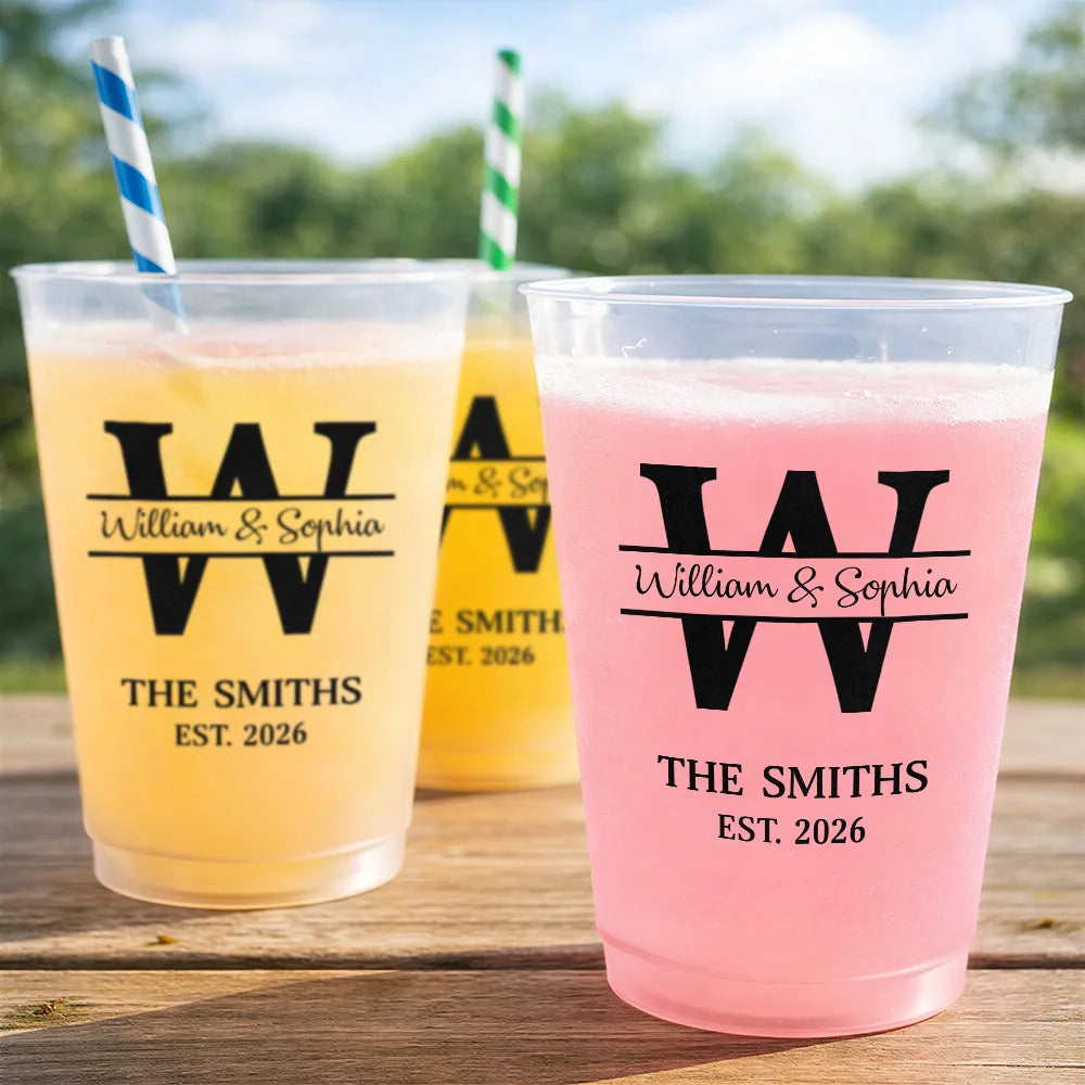Monogram Couple's Names - Personalized Frosted Cups