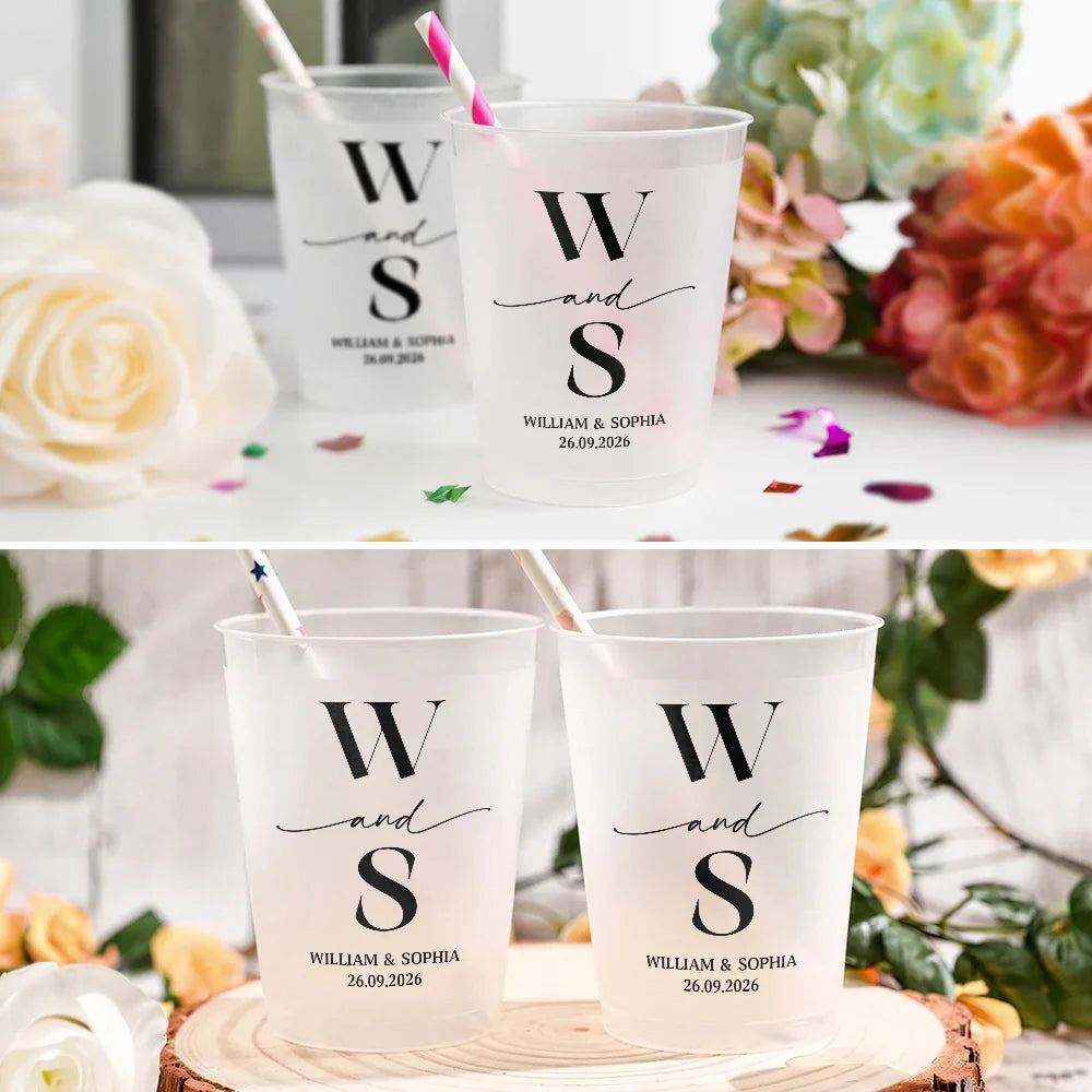 Monogram Couple's Names - Personalized Frosted Cups